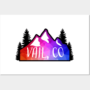 Geometric Colorful Mountain Vail, Colorado Posters and Art